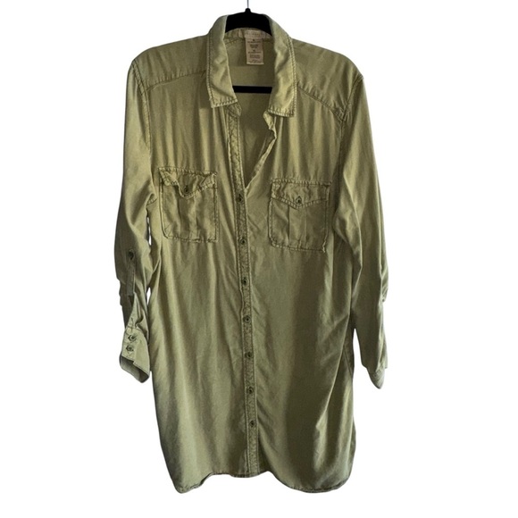 Women's Philosophy Green Button Front Long Sleeve Dress - Picture 1 of 8